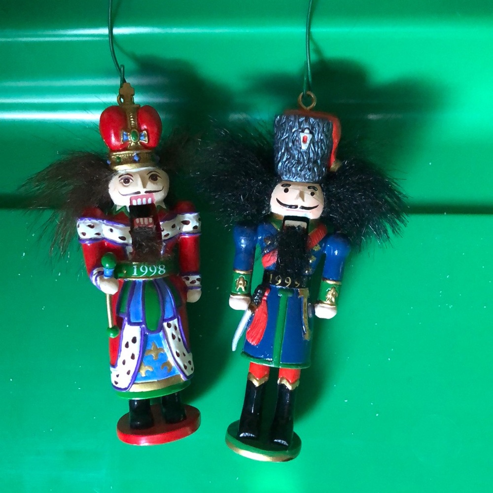Set of 2 Nutcracker wood ornaments
